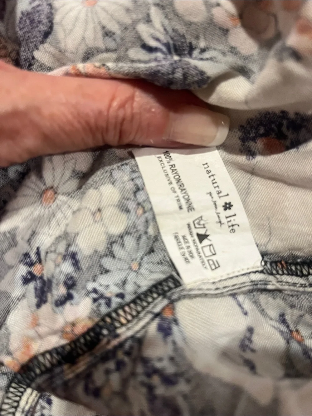 NATURAL LIFE Navy Floral Midi Dress with Cream and Coral Accents - Picture 6 of 6